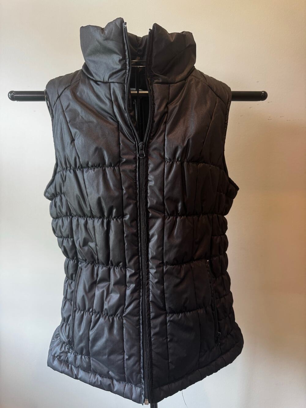 New York & Company Black Puffer Vest Full Zip Women's Small